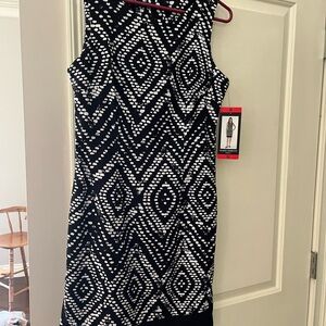 Mario Serrani Black and White Patterned Midi Dress